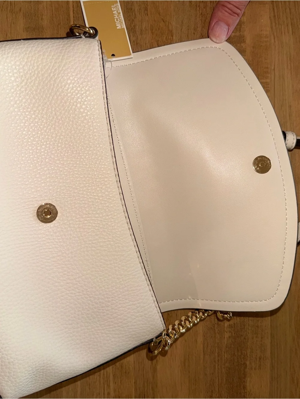 NEW Michael Kors White Pebbled Leather Crossbody Bag